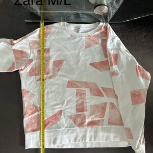 Zara White and Pink Geometric Shirt